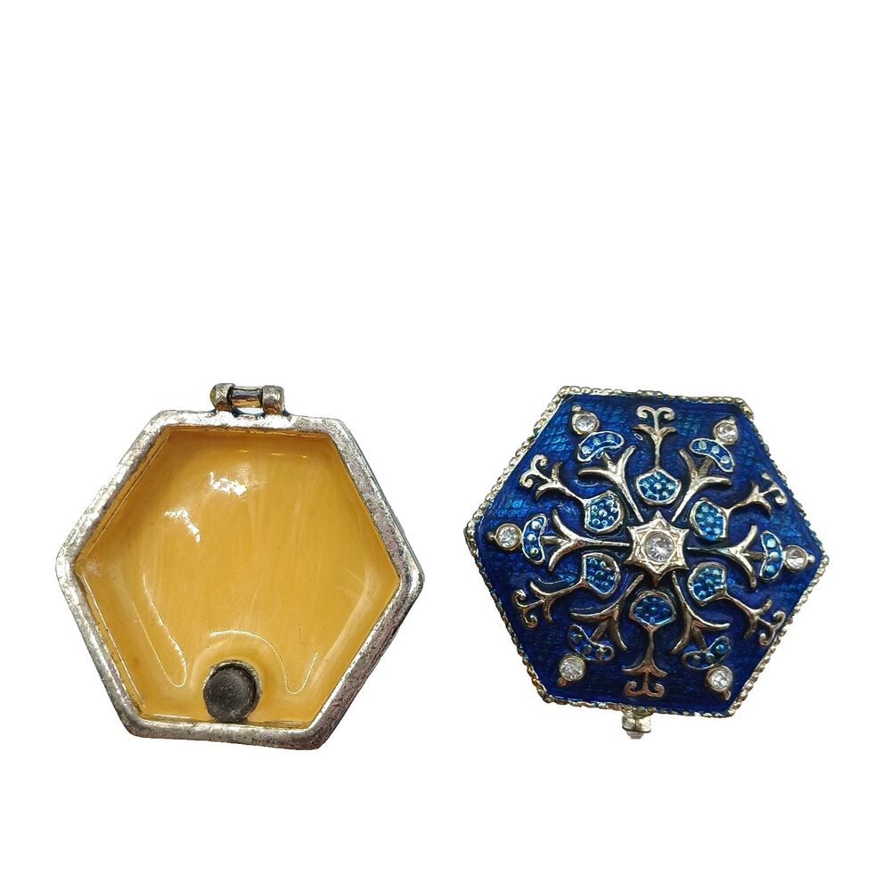 Retired MONET "BLUE HOLIDAY SNOWFLAKE" Collectible Enamel Trinket Box TLC READ